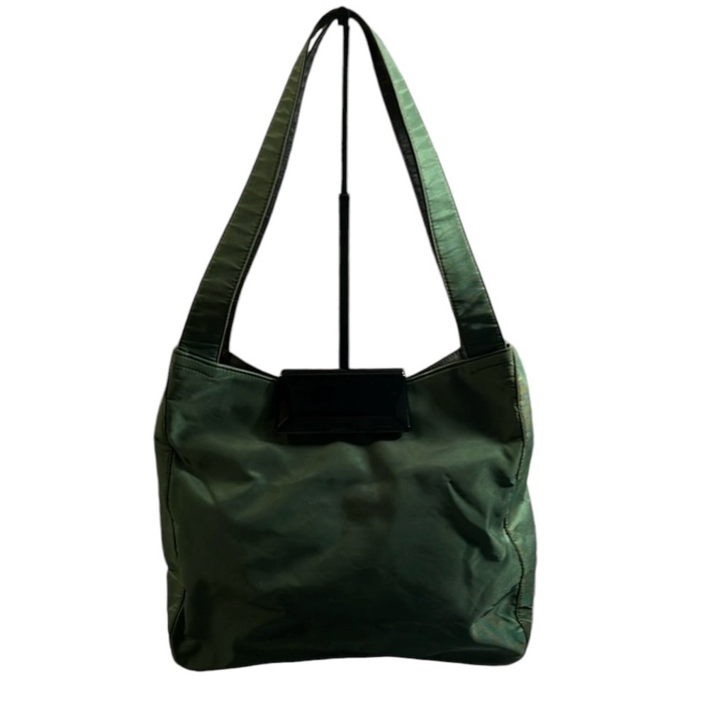 PRADA LUX Emerald/Olive GREEN Tessuto NYLON Lucite Clasp Shoulder 
RARE - Picture 6 of 13